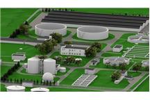 Wizualizacja przedstawia oczyszczalnię po zakończeniu modernizacji Wizualizacja przedstawia oczyszczalnię po zakończeniu modernizacji