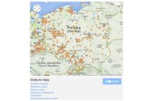 Mapa projektu Repowermap z zaznaczonymi instalacjami pomp ciepła 