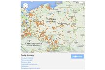 Mapa projektu Repowermap z zaznaczonymi instalacjami pomp ciepła 